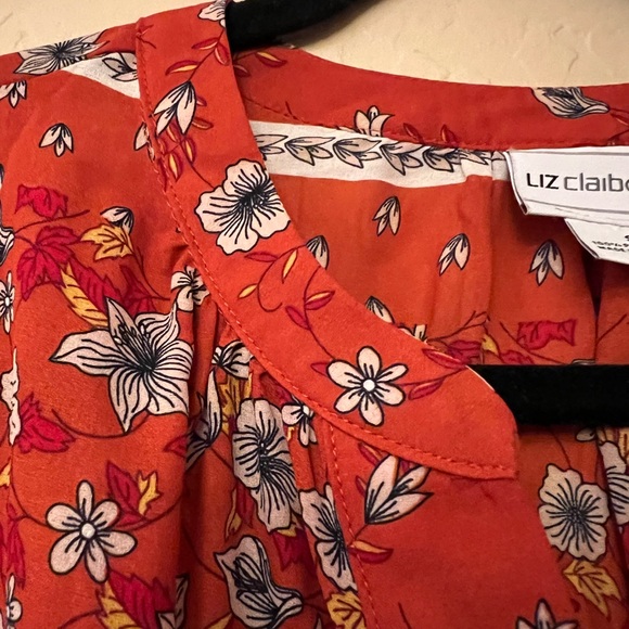 Liz Claiborne Burnt Orange (Rust) Floral Print Top - Picture 4 of 12
